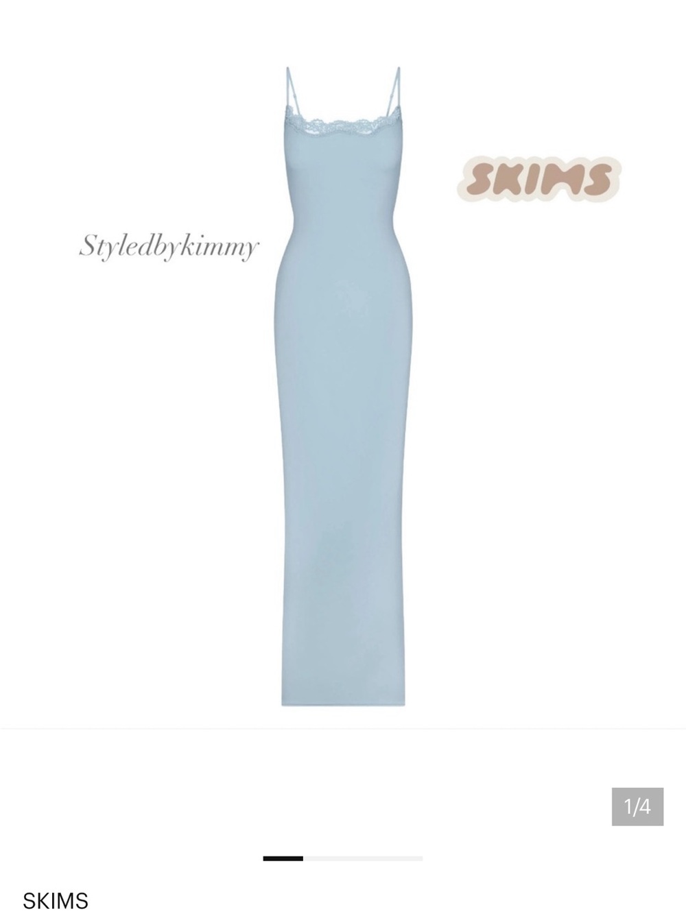 SKIMS Fits Everybody Lace Long Slip Dress | Denim XS NWT New